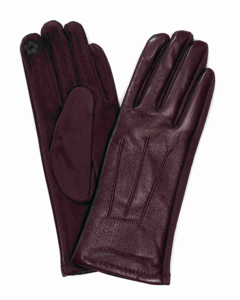 Front of a size One Size Leatherette Classic Gloves Brown in BROWN by Cocoboo. | dia_product_style_image_id:310569